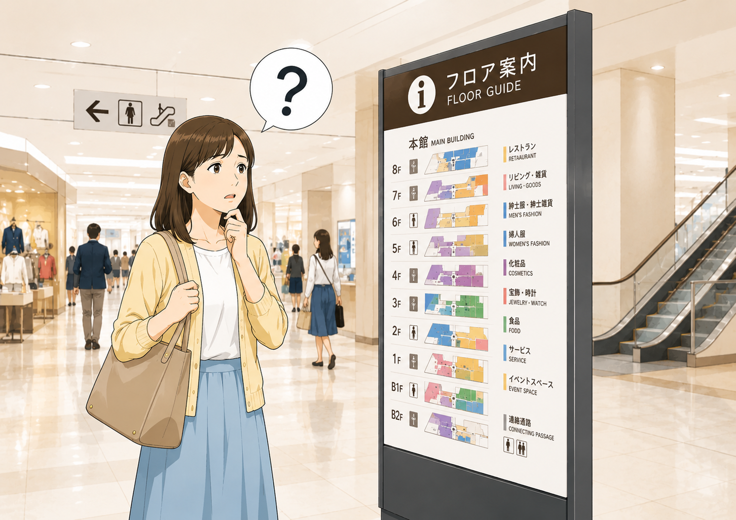 館内案内に迷うお客様