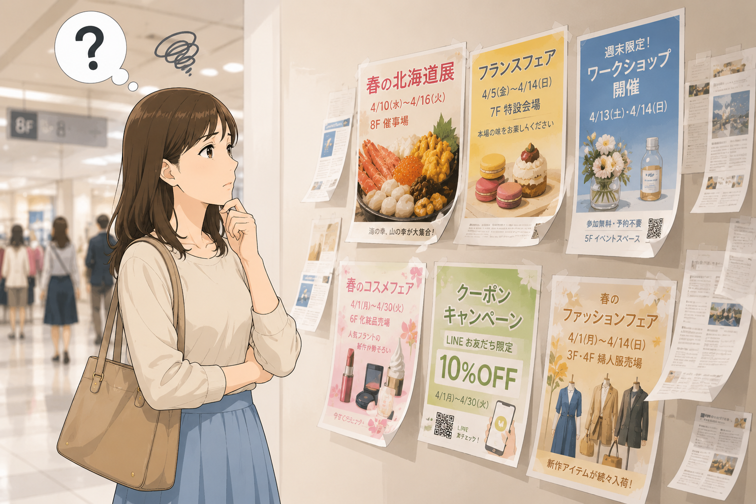 イベント情報を見ている来店客